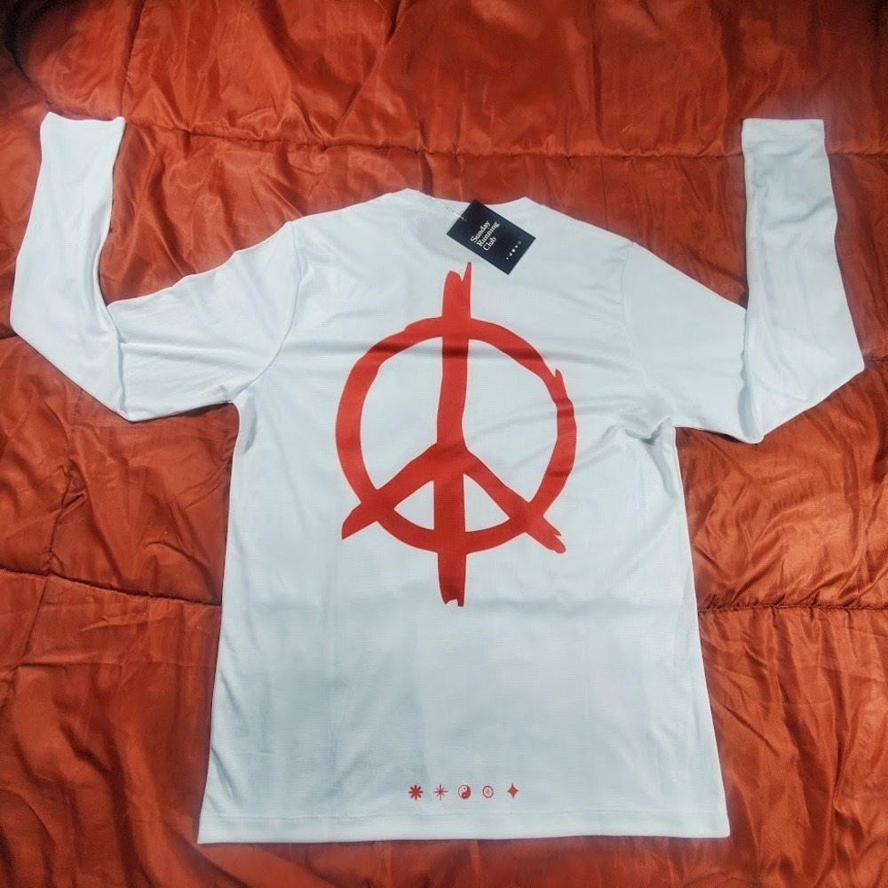 NWT Easysunday Run & Peace Florence Long Sleeve Running‎ Jersey Med White Unisex - Picture 3 of 14